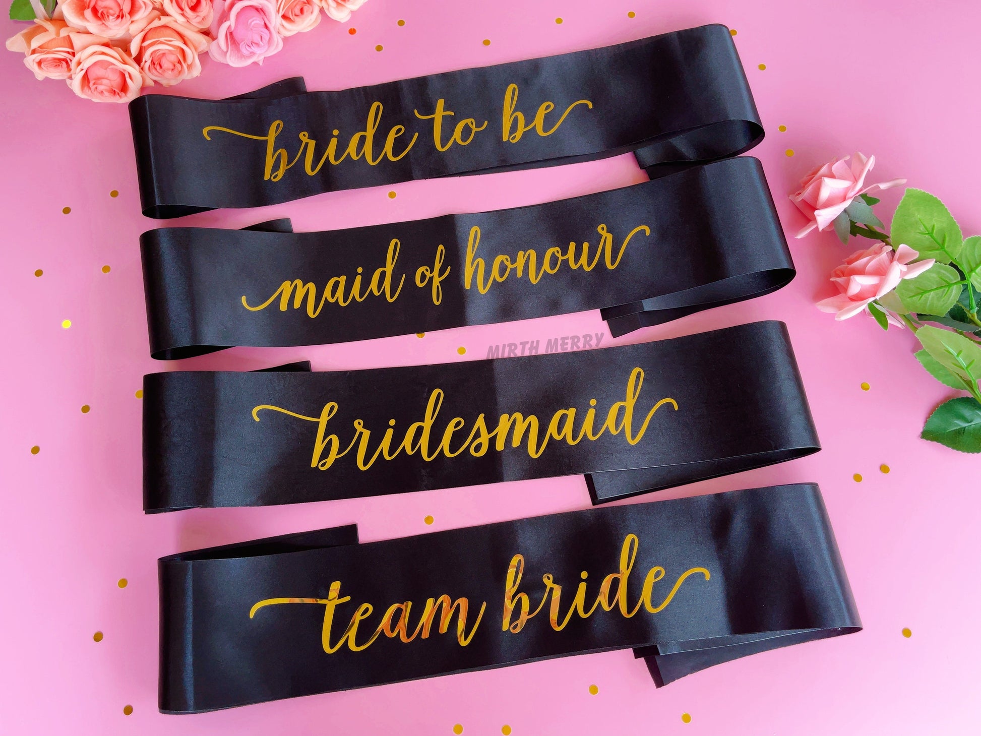 Bride to Be Sash| Hen Party Sash | Black Sash - Gold Foil | Mother of the Bride sash | Bachelorette Favors | Team Bride, Bridesmaid sash