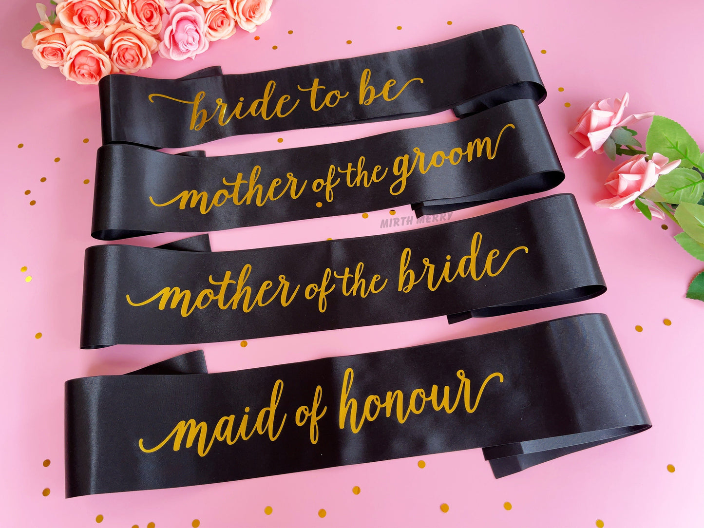 Bride to Be Sash| Hen Party Sash | Black Sash - Gold Foil | Mother of the Bride sash | Bachelorette Favors | Team Bride, Bridesmaid sash