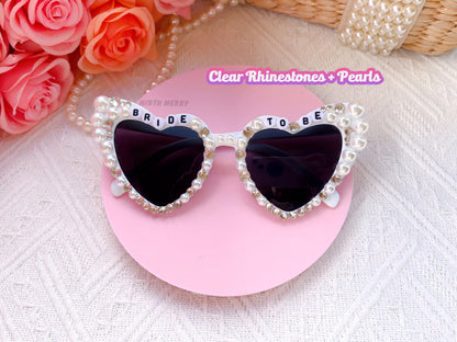 Custom Bride Sunglasses , Encrusted Pearl + Rhinestone Sunglasses | Bachelorette Party Decoration, Hen Party Gifts, Bridal Shower Supplies