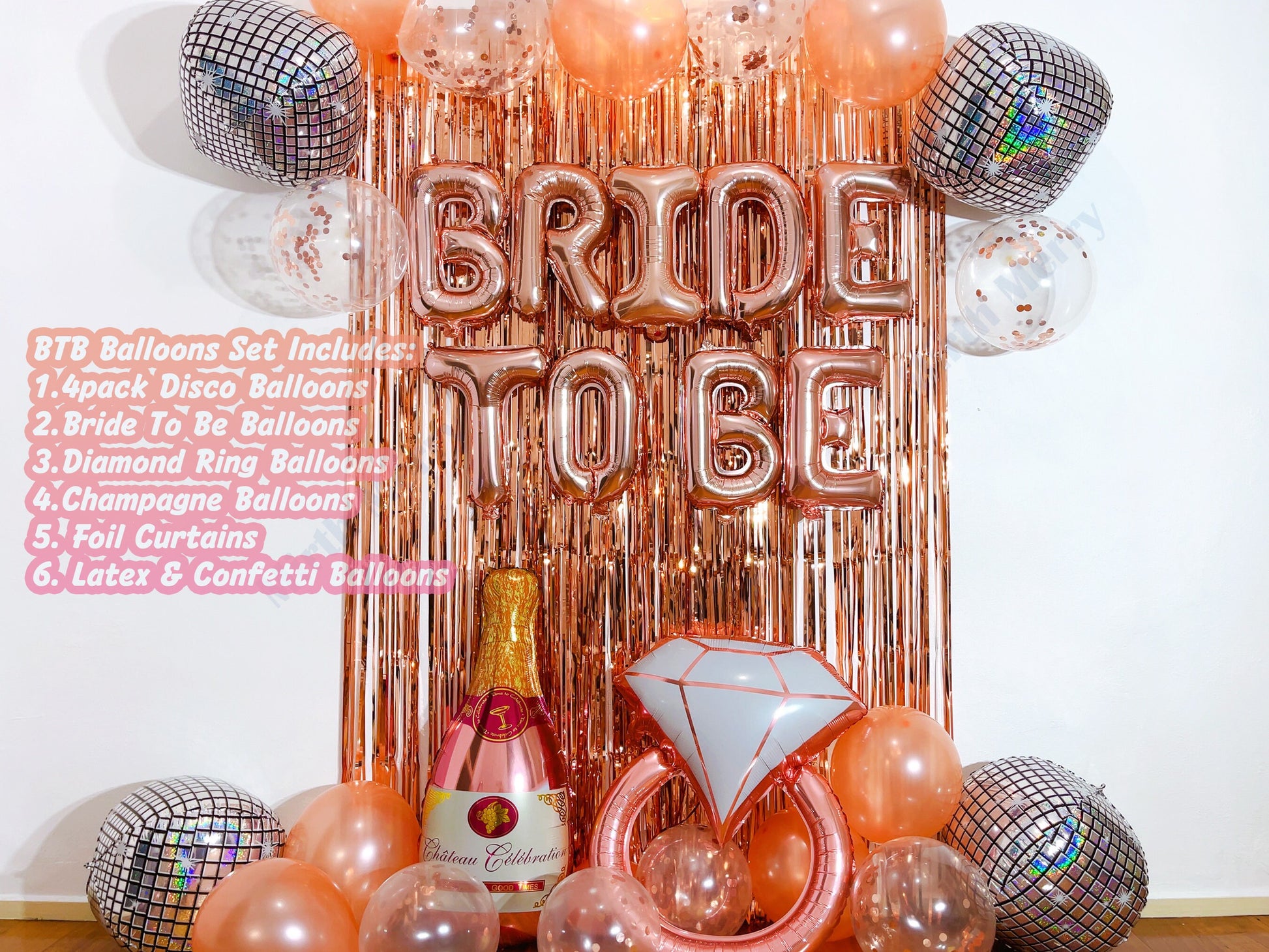 Rose Gold Bride To Be Diamond Ring and Penis Balloons Set | Hens Party Decoration, Bachelorette Party, Bridal Shower Decor Photo Backdrop