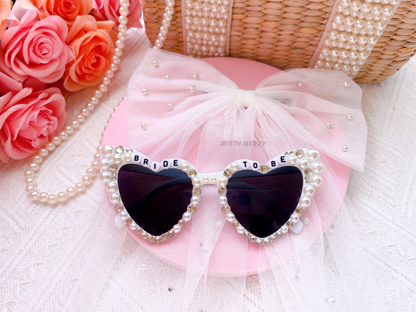 Custom Bride Sunglasses , Encrusted Pearl + Rhinestone Sunglasses | Bachelorette Party Decoration, Bridesmaid Favor, Bridal Shower Supplies