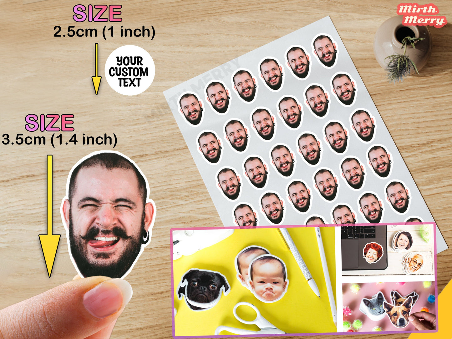 glossy face stickers and pet stickers