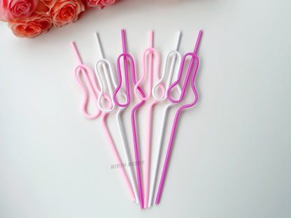 Rose Pink, Pink and White Penis Swirly Willy Straw | Bachelorette Party Decorations | Bride To Be Bridal Shower | Hen Party Supplies Penis