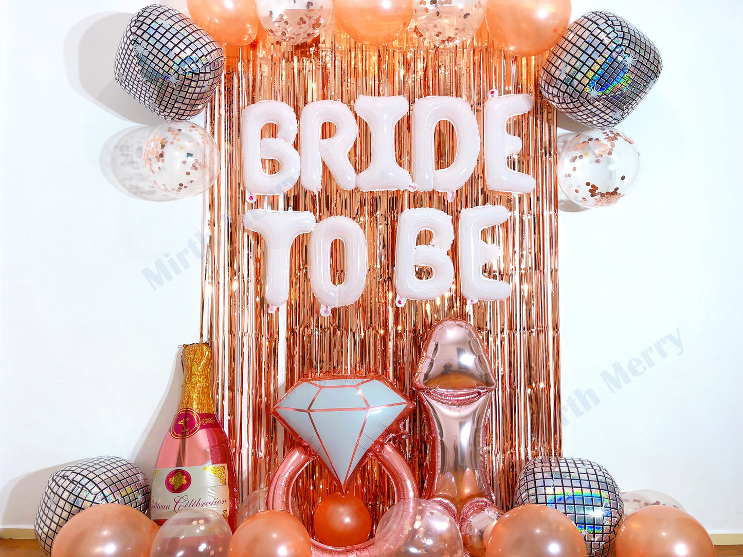 White Bride To Be & Rose Gold Balloons Set | Hens Party Decoration, Bachelorette Party, Bridal Shower Decor Photo Backdrop