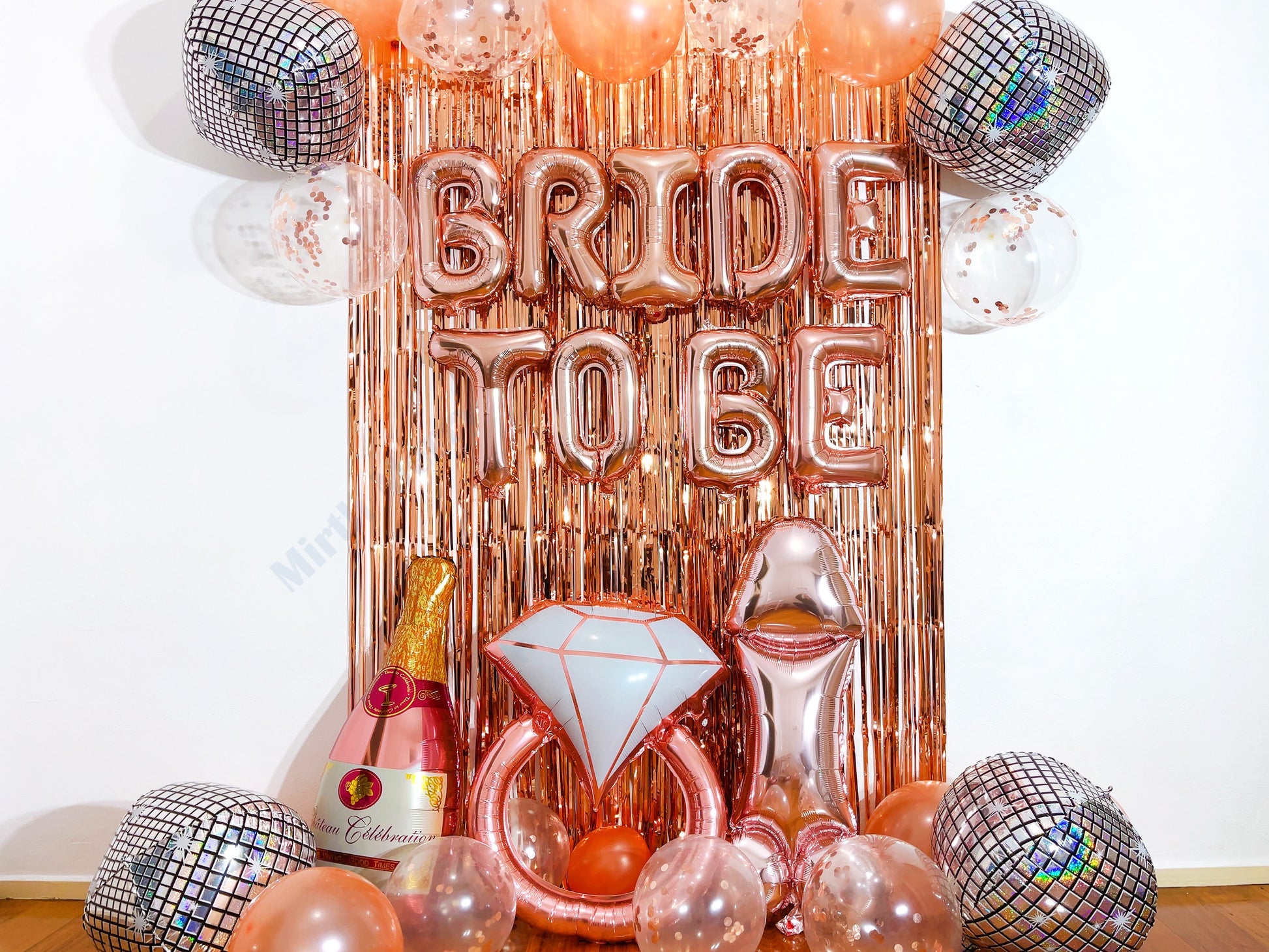 Rose Gold Bride To Be Diamond Ring and Penis Balloons Set | Hens Party Decoration, Bachelorette Party, Bridal Shower Decor Photo Backdrop