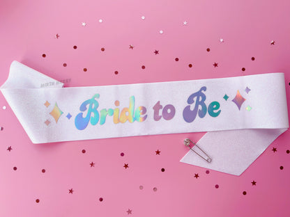 Bride to Be Sash| Hen Party Sash | Iridescent Foil Glitter Sash | Wife of the Party, Disco Theme Sash | Bachelorette Favors | Last Disco