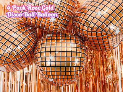 Disco Ball Foil Balloons - 4 pk, 22" | Hen Party Decorations, Last Disco, Birthday Party, Groovy 70s Balloons, Bachelorette Party