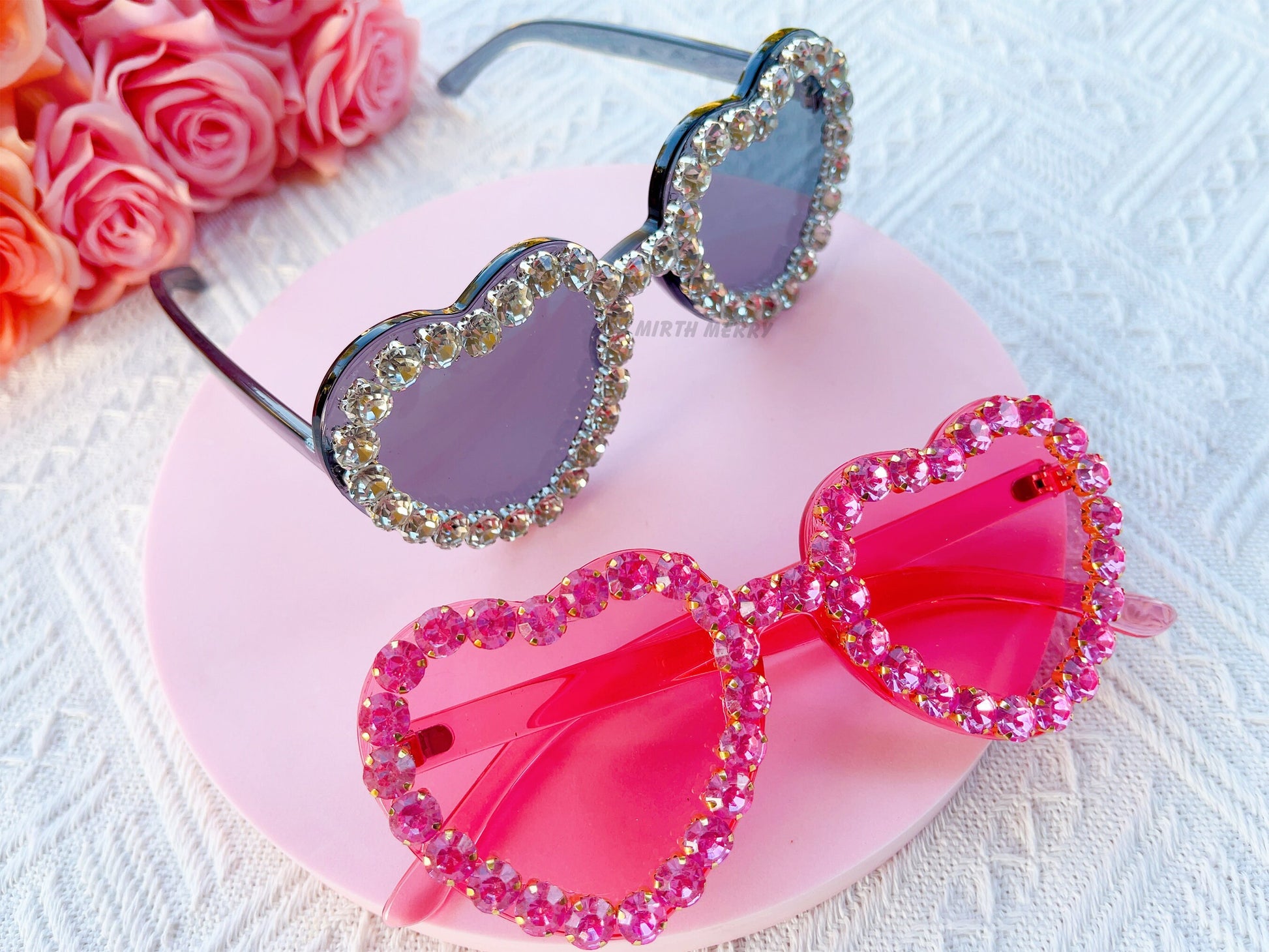 Hens Party Heart Sunglasses, Rhinestone Heart Sunglasses, Bride Bridesmaid Gift + Bridal Shower Supplies, Bachelorette Party Decoration