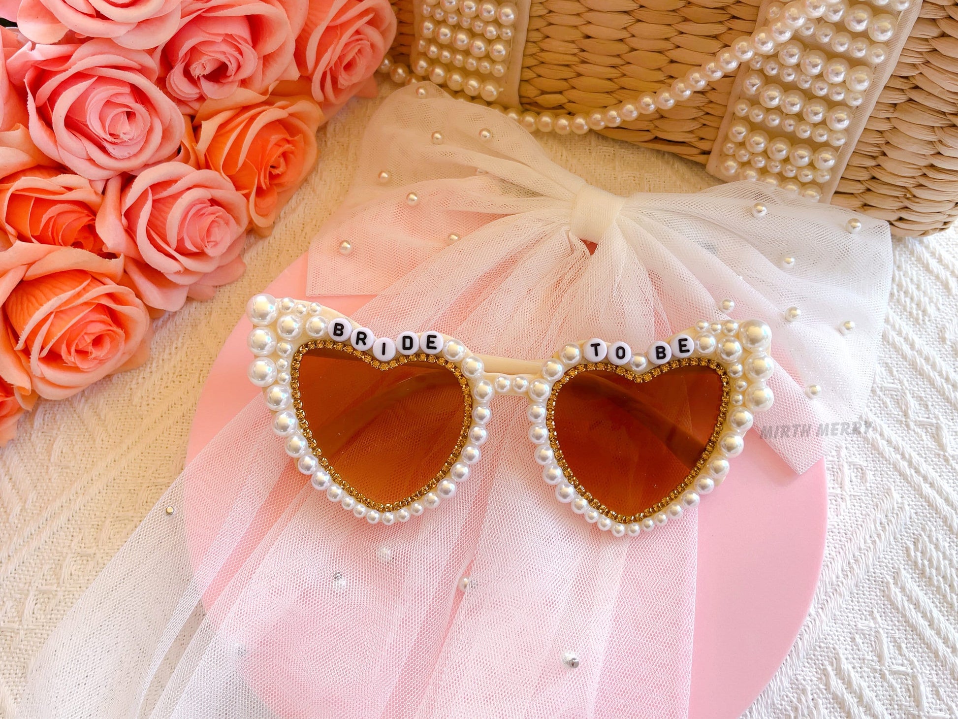 Custom Bride Sunglasses , Encrusted Pearl + Rhinestone Sunglasses | Bachelorette Party Decoration, Bridesmaid Favor, Bridal Shower Supplies