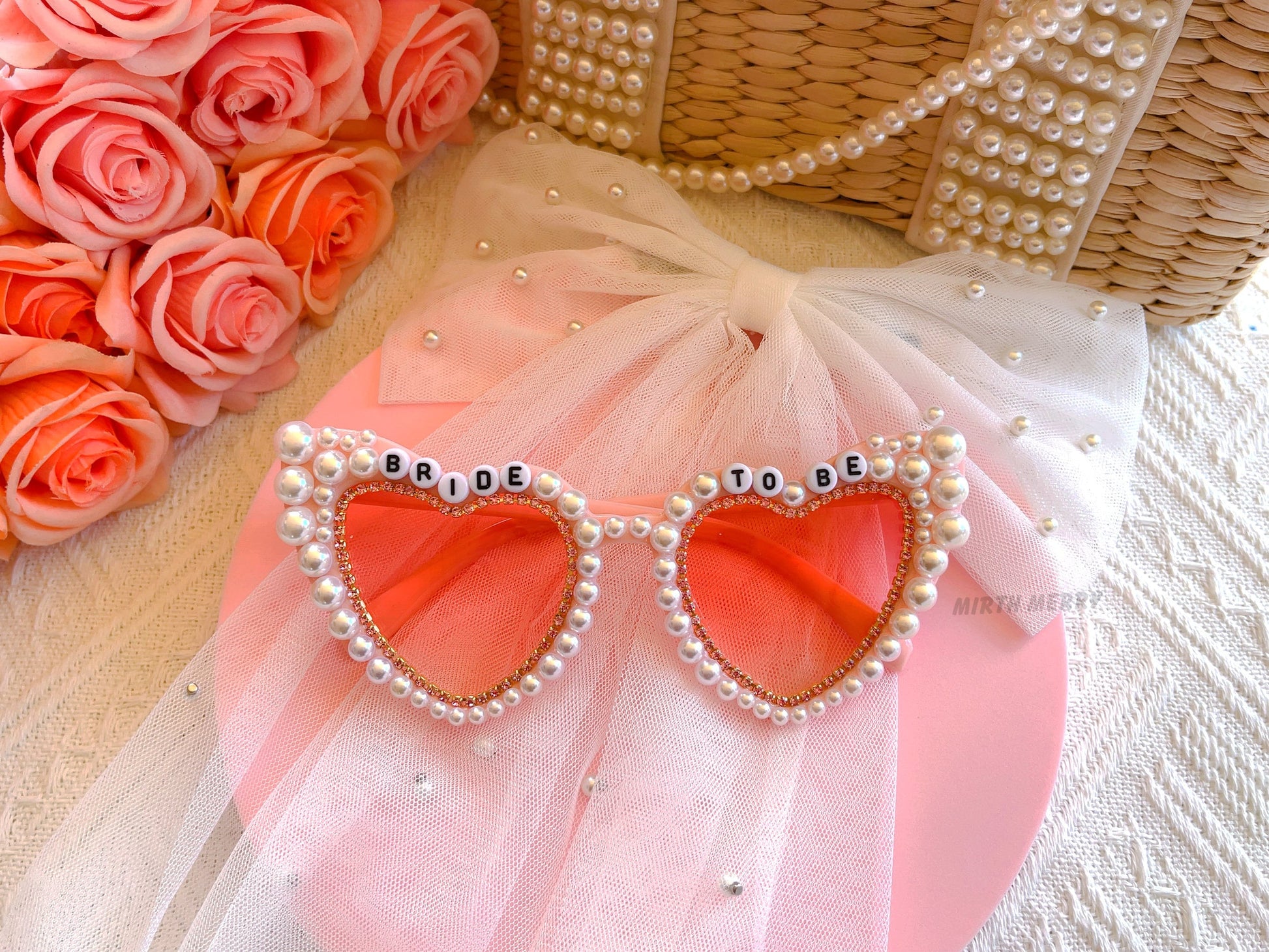 Custom Bride Sunglasses , Encrusted Pearl + Rhinestone Sunglasses | Bachelorette Party Decoration, Bridesmaid Favor, Bridal Shower Supplies