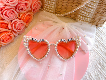 Custom Bride Sunglasses , Encrusted Pearl + Rhinestone Sunglasses | Bachelorette Party Decoration, Bridesmaid Favor, Bridal Shower Supplies