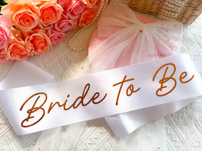 Bride to Be Sash + Veil | Hen Party Sash | Sash for Bride - Rose Gold Foil | Bachelorette Favors | Bridal Veil, Bridal Shower Gift Supplies