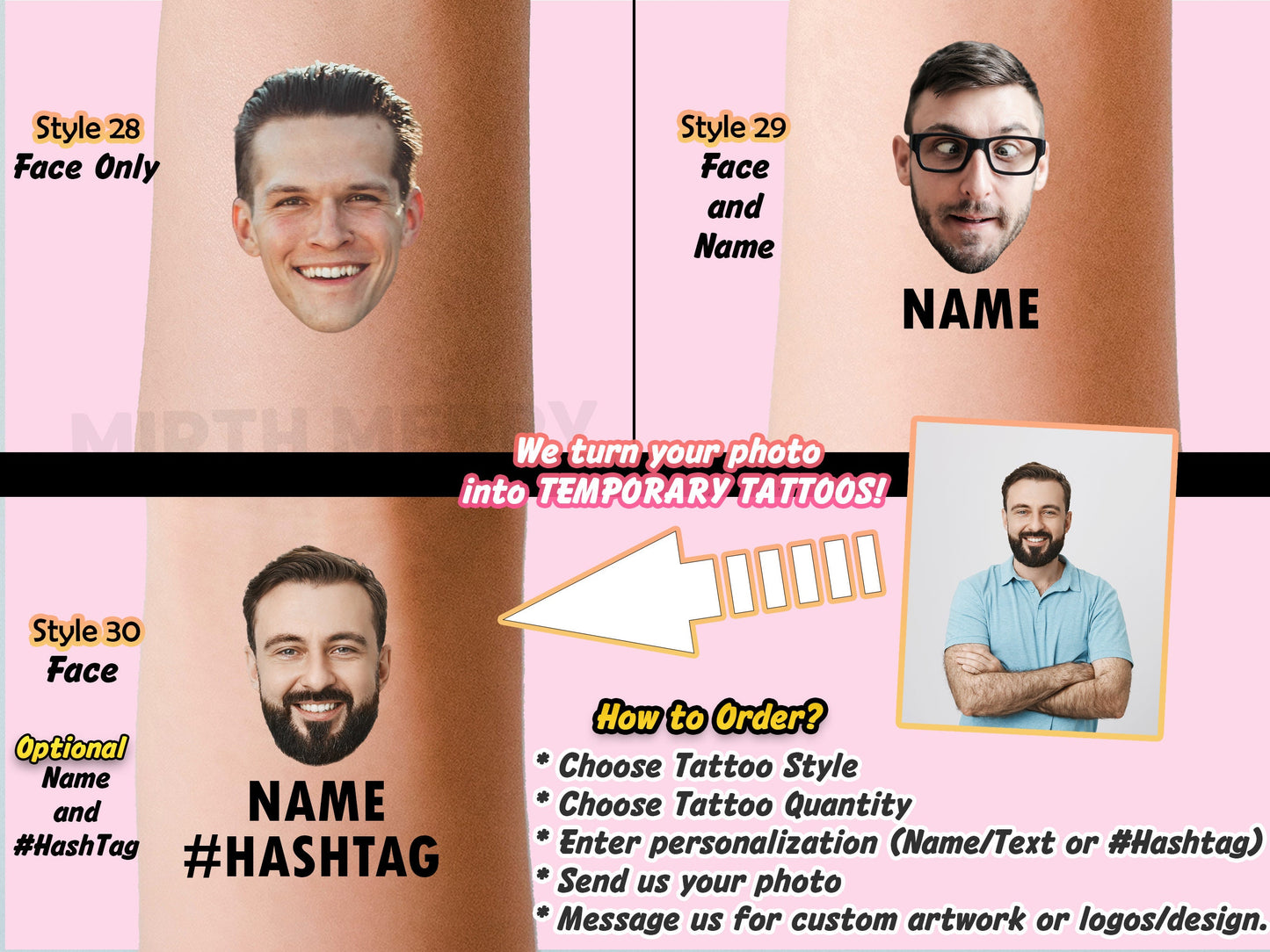 Bachelorette Party Tattoos | Custom Temporary Tattoos | Hens Party | Groom Face Tattoo | Personalized Party Favor | Hens Games | Bach Party