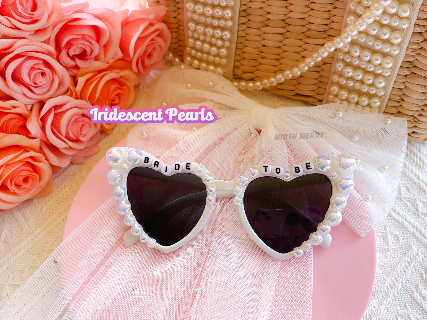 Custom Bride Sunglasses , Encrusted Pearl + Rhinestone Sunglasses | Bachelorette Party Decoration, Hen Party Gifts, Bridal Shower Supplies