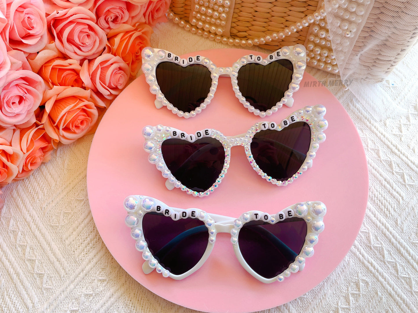 Custom Bride Sunglasses , Encrusted Pearl + Rhinestone Sunglasses | Bachelorette Party Decoration, Hen Party Gifts, Bridal Shower Supplies