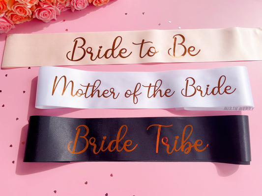 Bride to Be Sash| Hen Party Sash | Sash for Bride - Rose Gold Foil | Maid of Honour sash | Bachelorette Favors | Team Bride, Bridesmaid sash