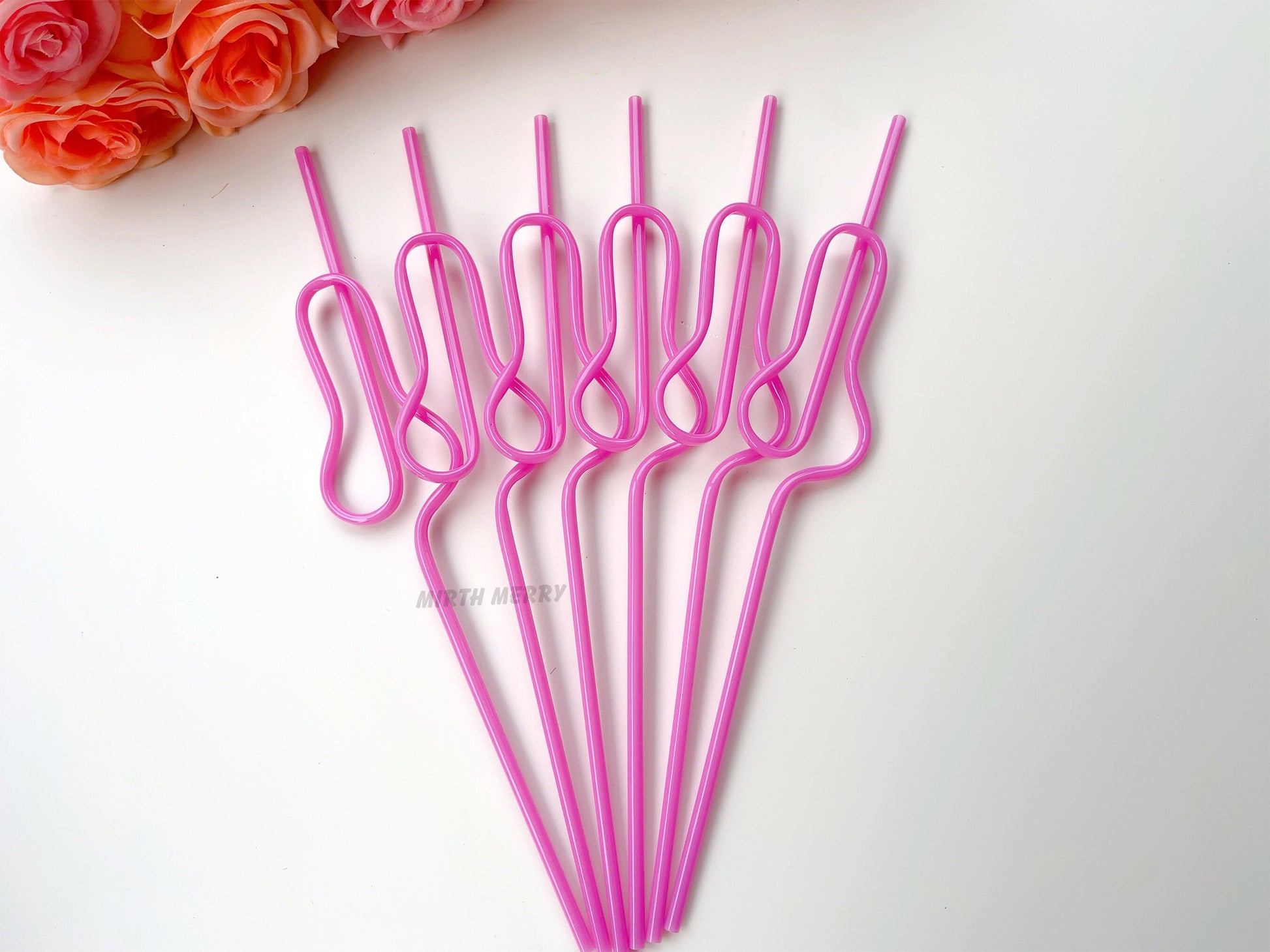 Rose Pink Swirly Willy Straw | Bachelorette Party Decorations | Bride To Be Bridal Shower | Hen Party Supplies Penis