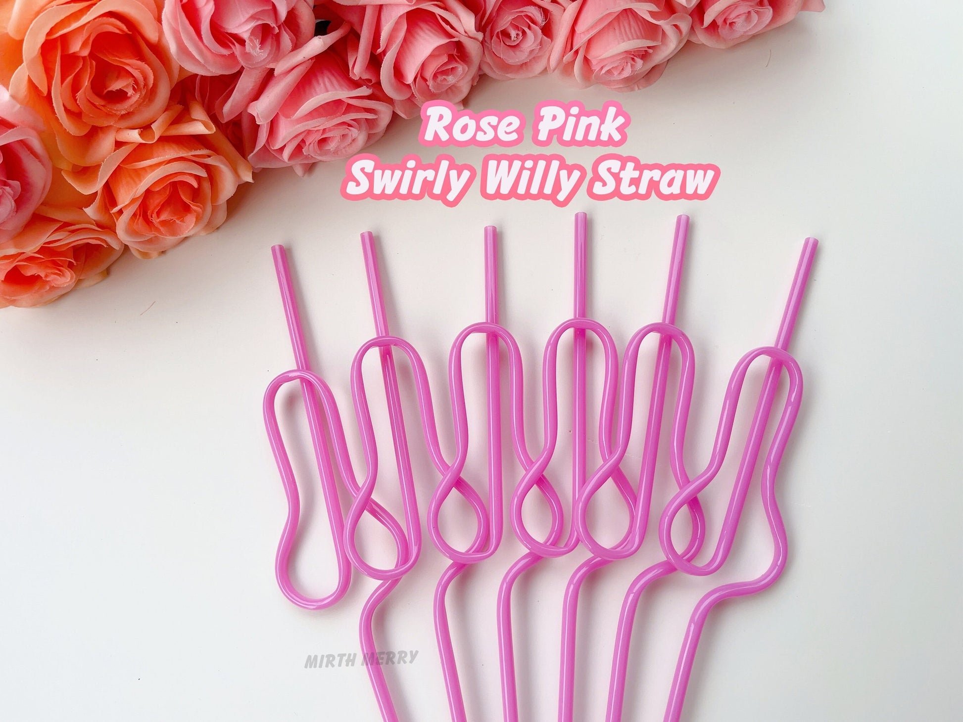 Rose Pink Swirly Willy Straw | Bachelorette Party Decorations | Bride To Be Bridal Shower | Hen Party Supplies Penis