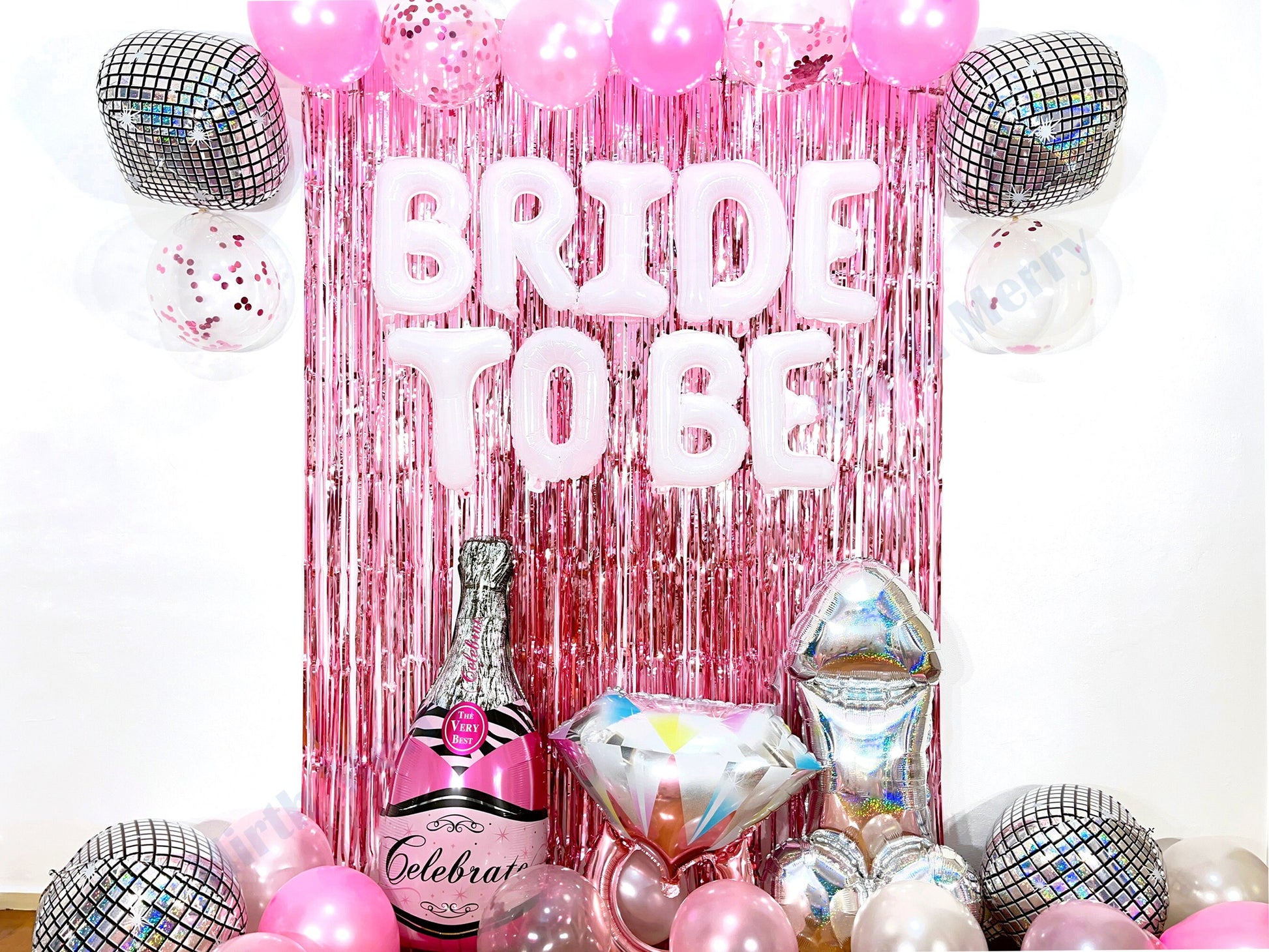 White Bride To Be & Pink Balloons Set | Hens Party Decoration, Bachelorette Party, Bridal Shower Decor Photo Backdrop, Bride Decor