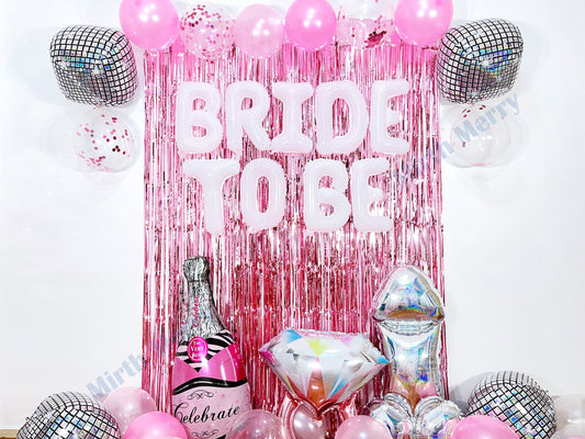 White Bride To Be & Pink Balloons Set | Hens Party Decoration, Bachelorette Party, Bridal Shower Decor Photo Backdrop, Bride Decor