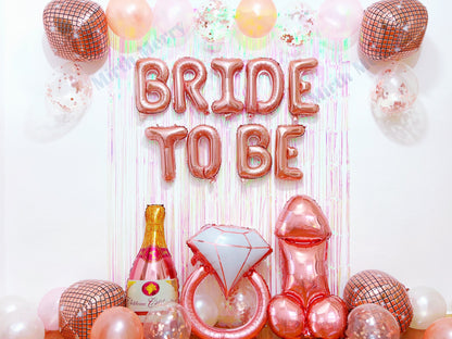 Rose Gold Bride To Be Balloons + Iridescent Backdrop | Hens Party Decoration, Bachelorette Party, Bridal Shower Decor Photo Backdrop