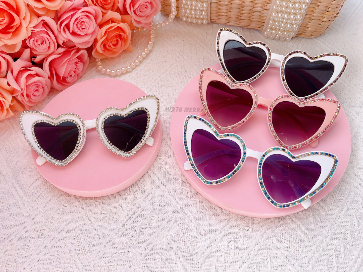 Hens Party Heart Sunglasses, Rhinestone Heart Sunglasses, Bride Bridesmaid Gift + Bridal Shower Supplies, Bachelorette Party Decoration