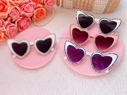 Hens Party Heart Sunglasses, Rhinestone Heart Sunglasses, Bride Bridesmaid Gift + Bridal Shower Supplies, Bachelorette Party Decoration