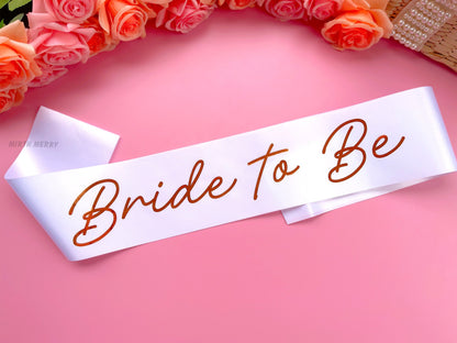 Bride to Be Sash + Veil | Hen Party Sash | Sash for Bride - Rose Gold Foil | Bachelorette Favors | Bridal Veil, Bridal Shower Gift Supplies