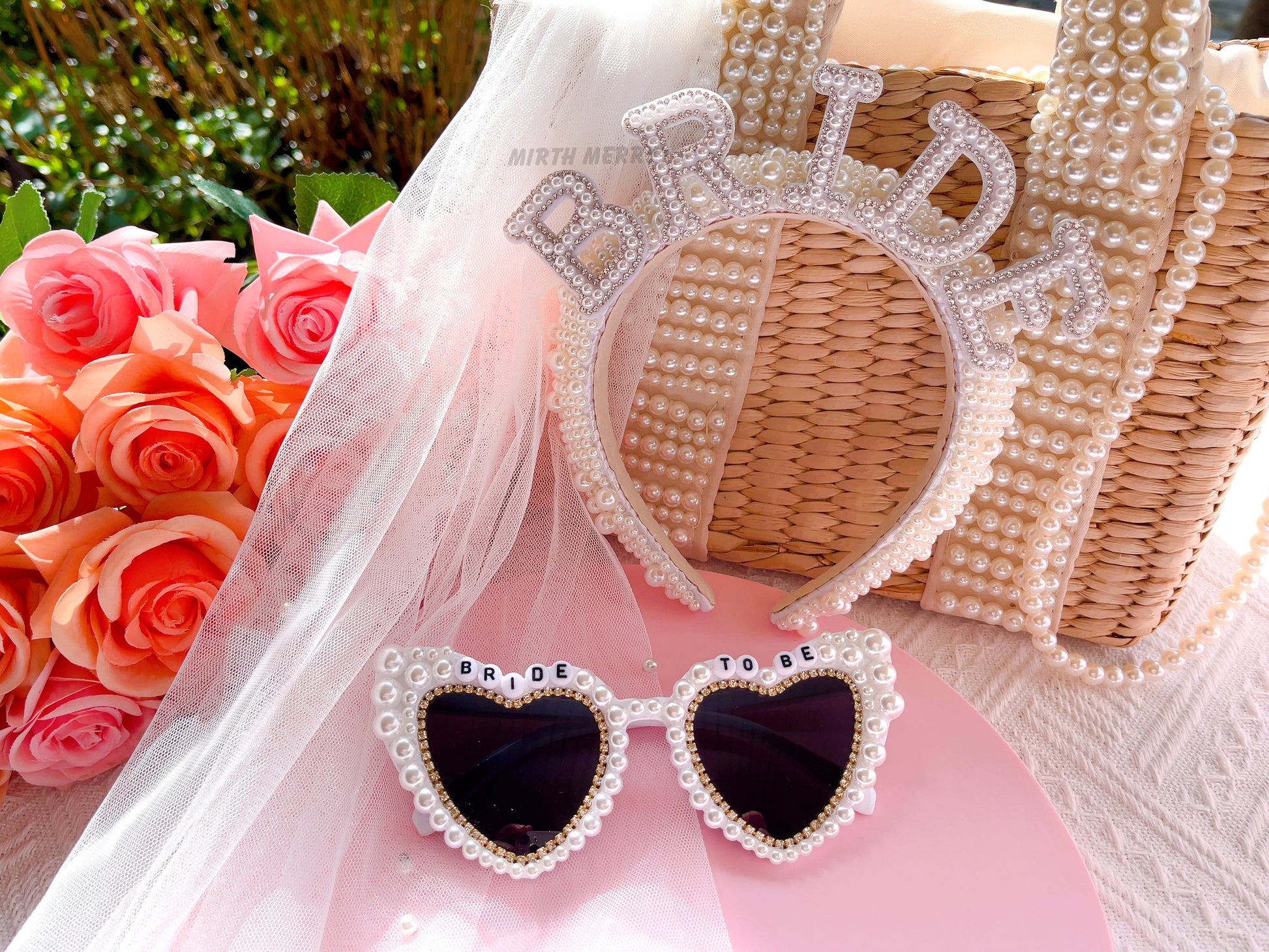 Custom Bride Sunglasses , Encrusted Pearl + Rhinestone Sunglasses | Bachelorette Party Decoration, Bridesmaid Favor, Bridal Shower Supplies