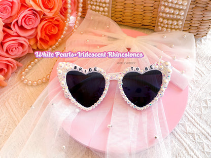 Custom Bride Sunglasses , Encrusted Pearl + Rhinestone Sunglasses | Bachelorette Party Decoration, Hen Party Gifts, Bridal Shower Supplies