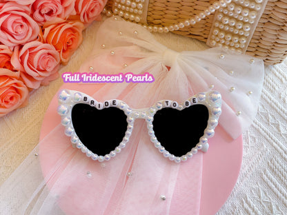 Custom Bride Sunglasses , Encrusted Pearl + Rhinestone Sunglasses | Bachelorette Party Decoration, Hen Party Gifts, Bridal Shower Supplies