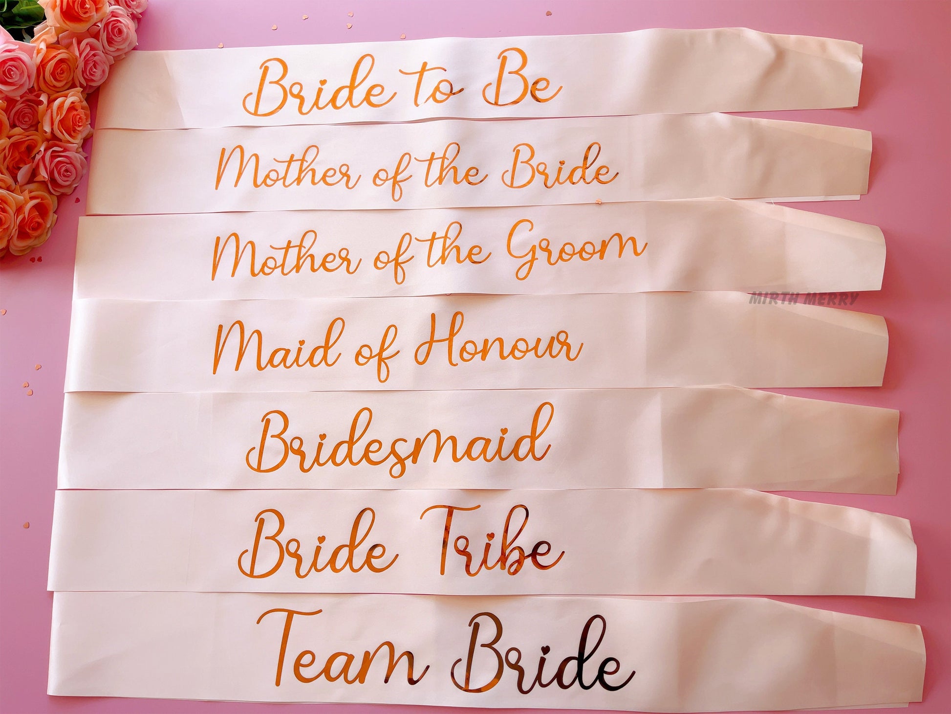 Bride to Be Sash| Hen Party Sash | Sash for Bride - Rose Gold Foil | Maid of Honour sash | Bachelorette Favors | Team Bride, Bridesmaid sash