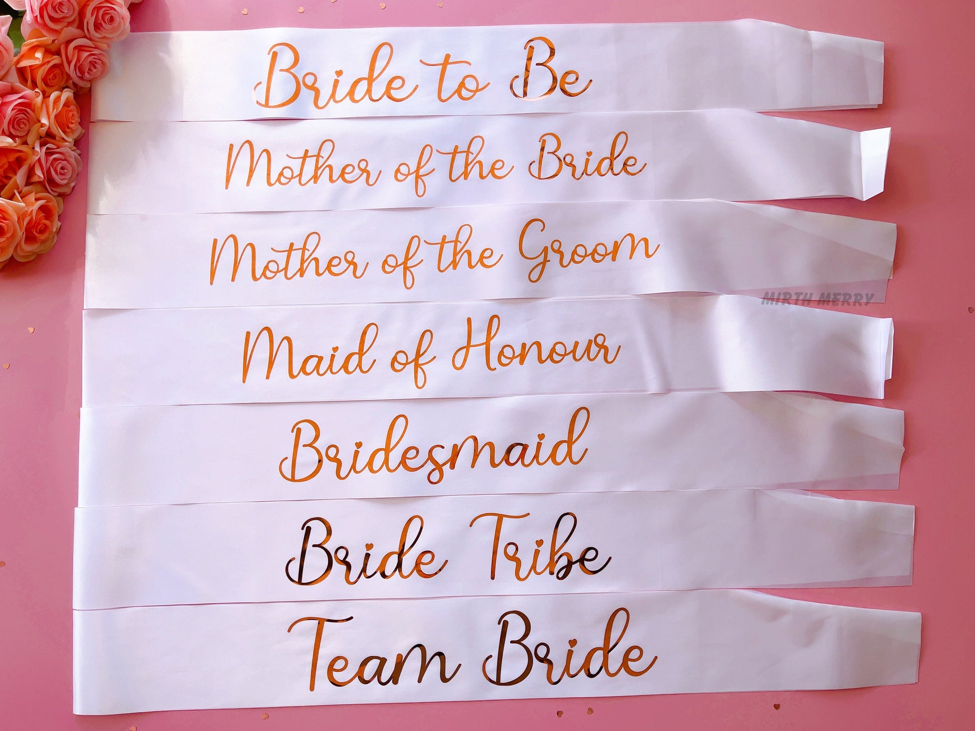 Bride to Be Sash| Hen Party Sash | Sash for Bride - Rose Gold Foil | Maid of Honour sash | Bachelorette Favors | Team Bride, Bridesmaid sash