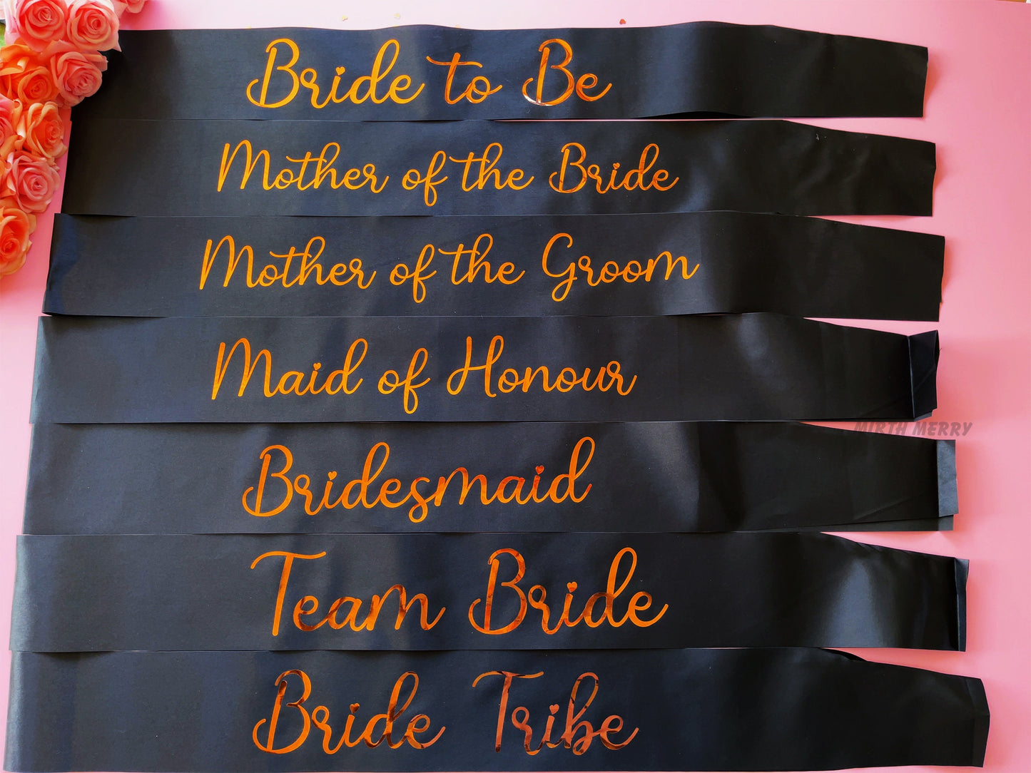 Bride to Be Sash| Hen Party Sash | Sash for Bride - Rose Gold Foil | Maid of Honour sash | Bachelorette Favors | Team Bride, Bridesmaid sash