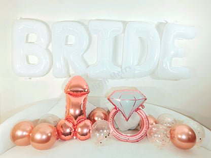 White Jumbo BRIDE Balloons + Rose Gold Balloons | 40inch, Hens Party Decoration, Bachelorette Party, Bridal Shower Decor Photo Backdrop