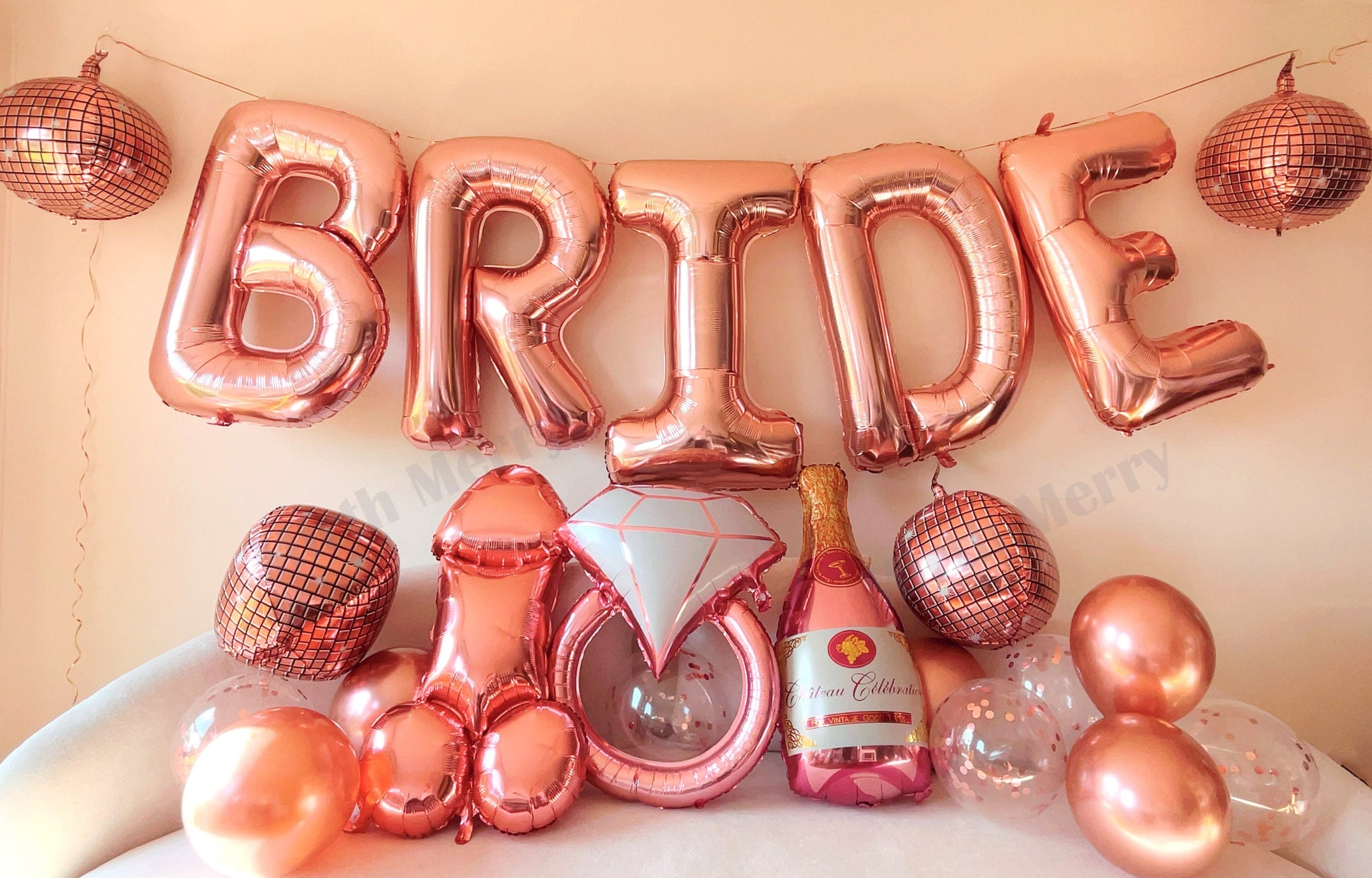 Rose Gold Jumbo BRIDE Balloons + Rose Gold Balloons | 40inch, Hens Party Decoration, Bachelorette Party, Bridal Shower Decor Photo Backdrop