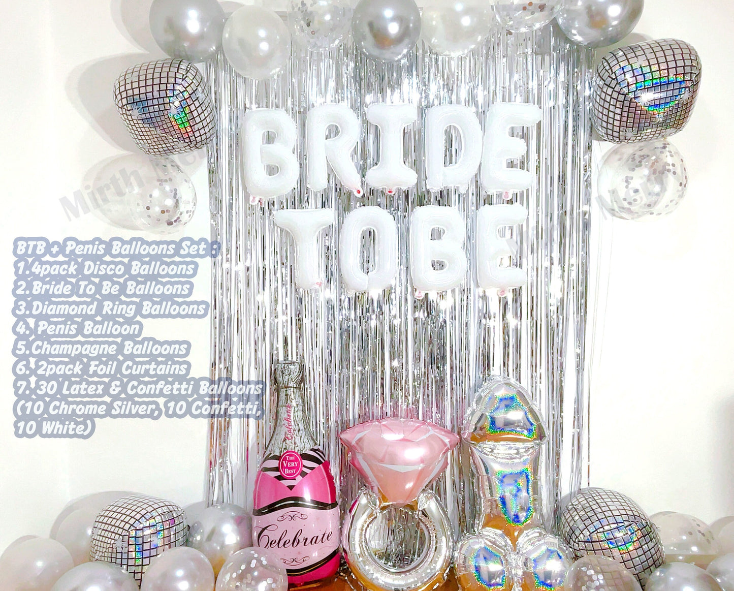 White Bride To Be & Silver Balloons Set | Hens Party Decoration, Bachelorette Party, Bridal Shower Decor Photo Backdrop