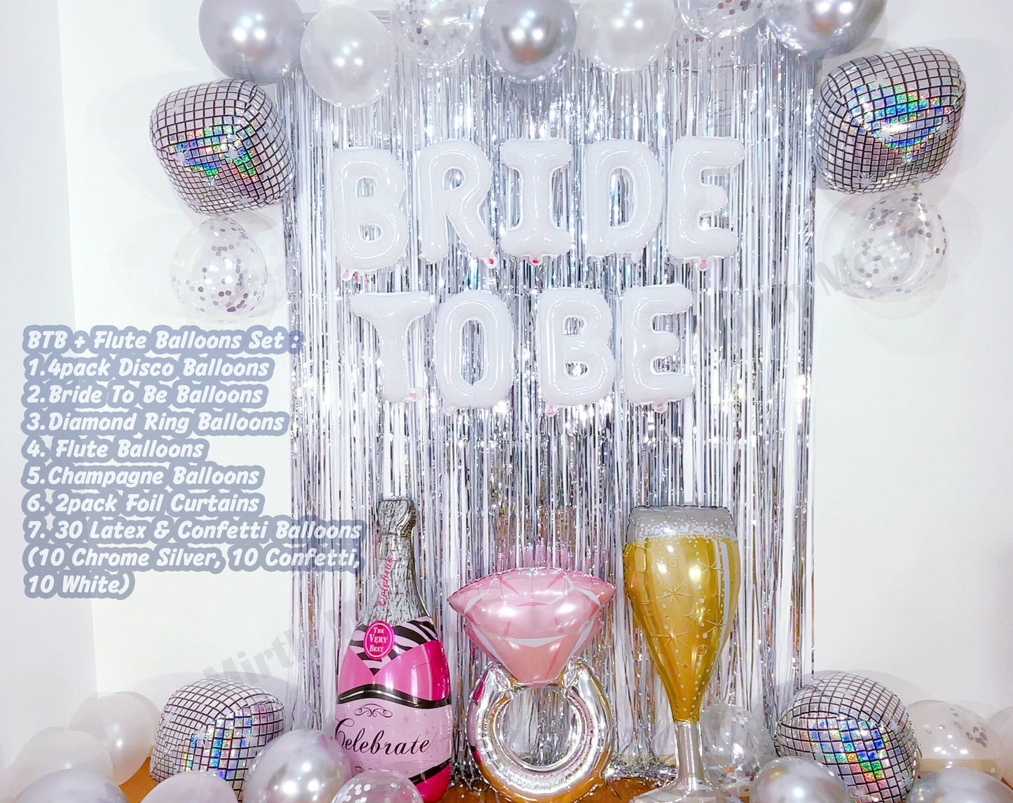 White Bride To Be & Silver Balloons Set | Hens Party Decoration, Bachelorette Party, Bridal Shower Decor Photo Backdrop