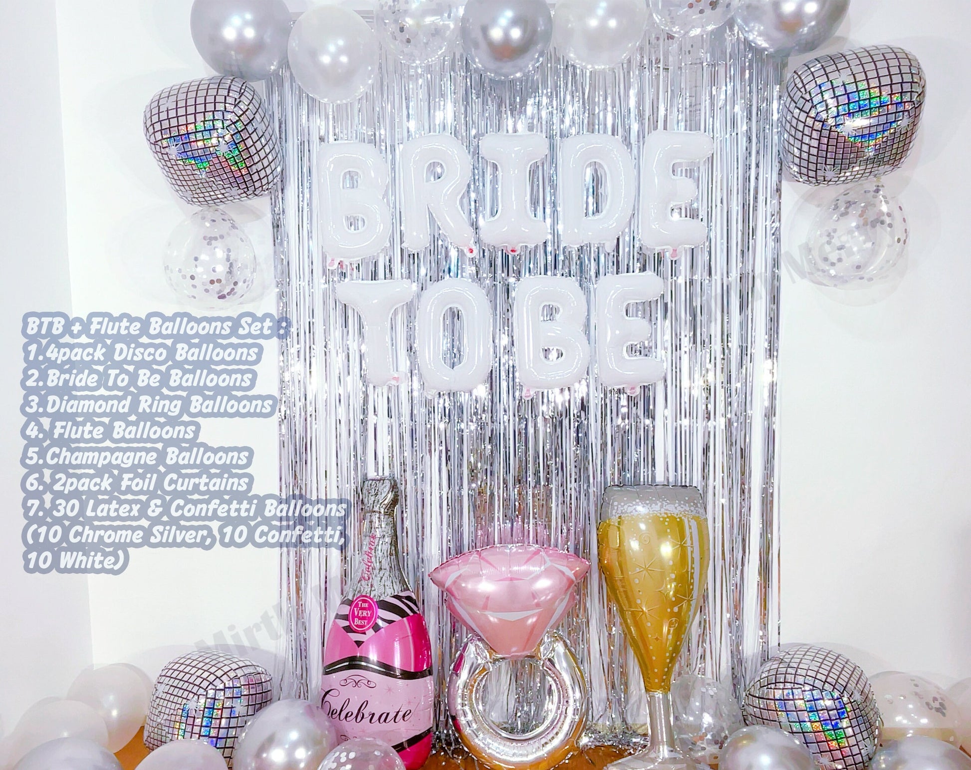 White Bride To Be & Silver Balloons Set | Hens Party Decoration, Bachelorette Party, Bridal Shower Decor Photo Backdrop