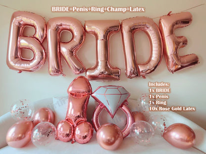 Rose Gold Jumbo BRIDE Balloons + Rose Gold Balloons | 40inch, Hens Party Decoration, Bachelorette Party, Bridal Shower Decor Photo Backdrop