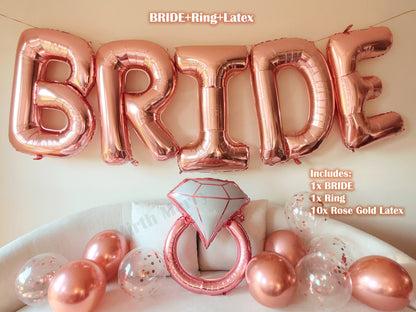 Rose Gold Jumbo BRIDE Balloons + Rose Gold Balloons | 40inch, Hens Party Decoration, Bachelorette Party, Bridal Shower Decor Photo Backdrop