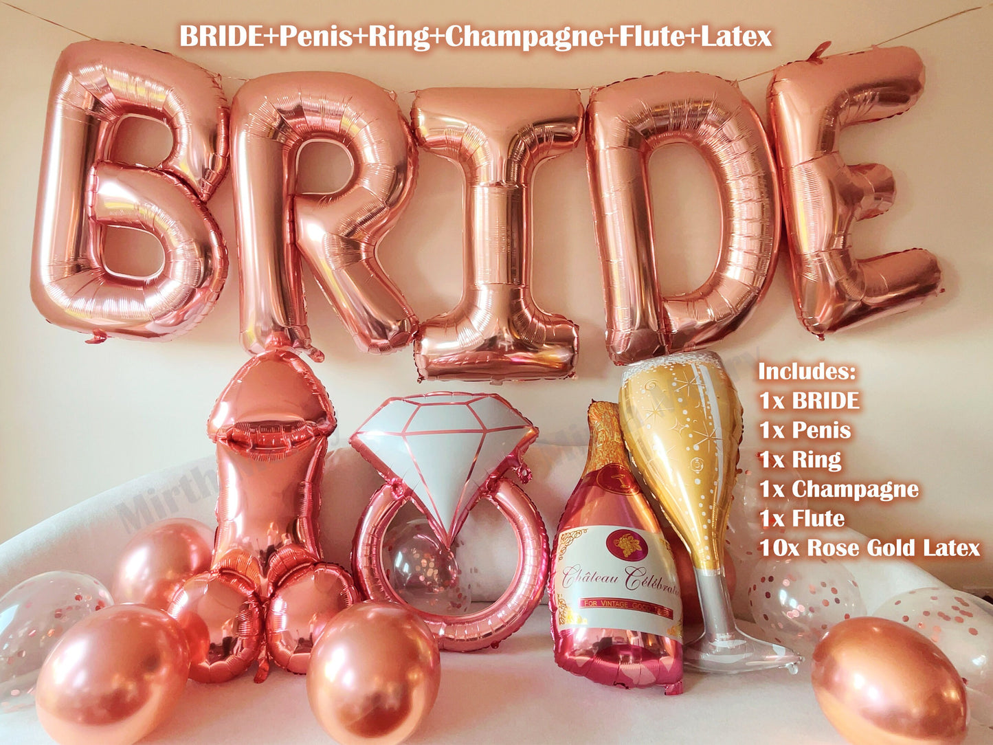 Rose Gold Jumbo BRIDE Balloons + Rose Gold Balloons | 40inch, Hens Party Decoration, Bachelorette Party, Bridal Shower Decor Photo Backdrop