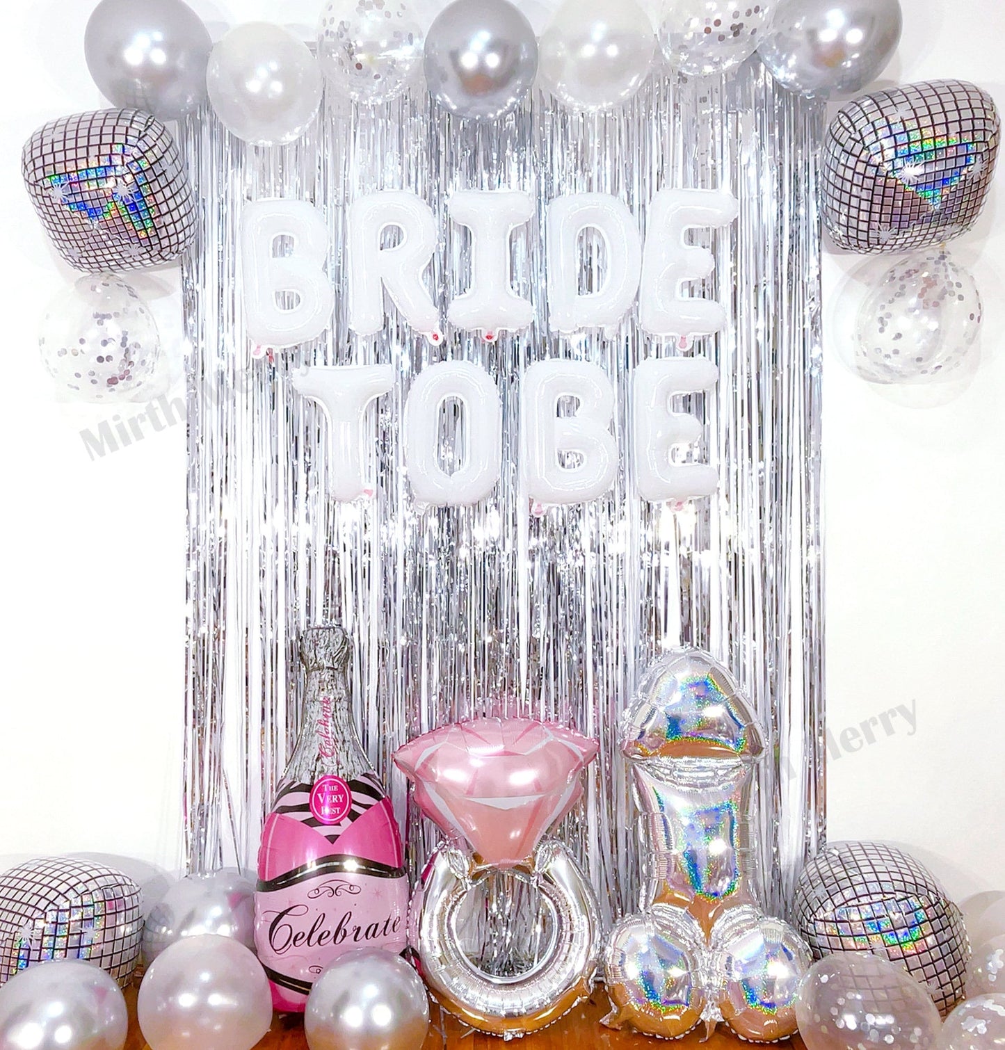 White Bride To Be & Silver Balloons Set | Hens Party Decoration, Bachelorette Party, Bridal Shower Decor Photo Backdrop