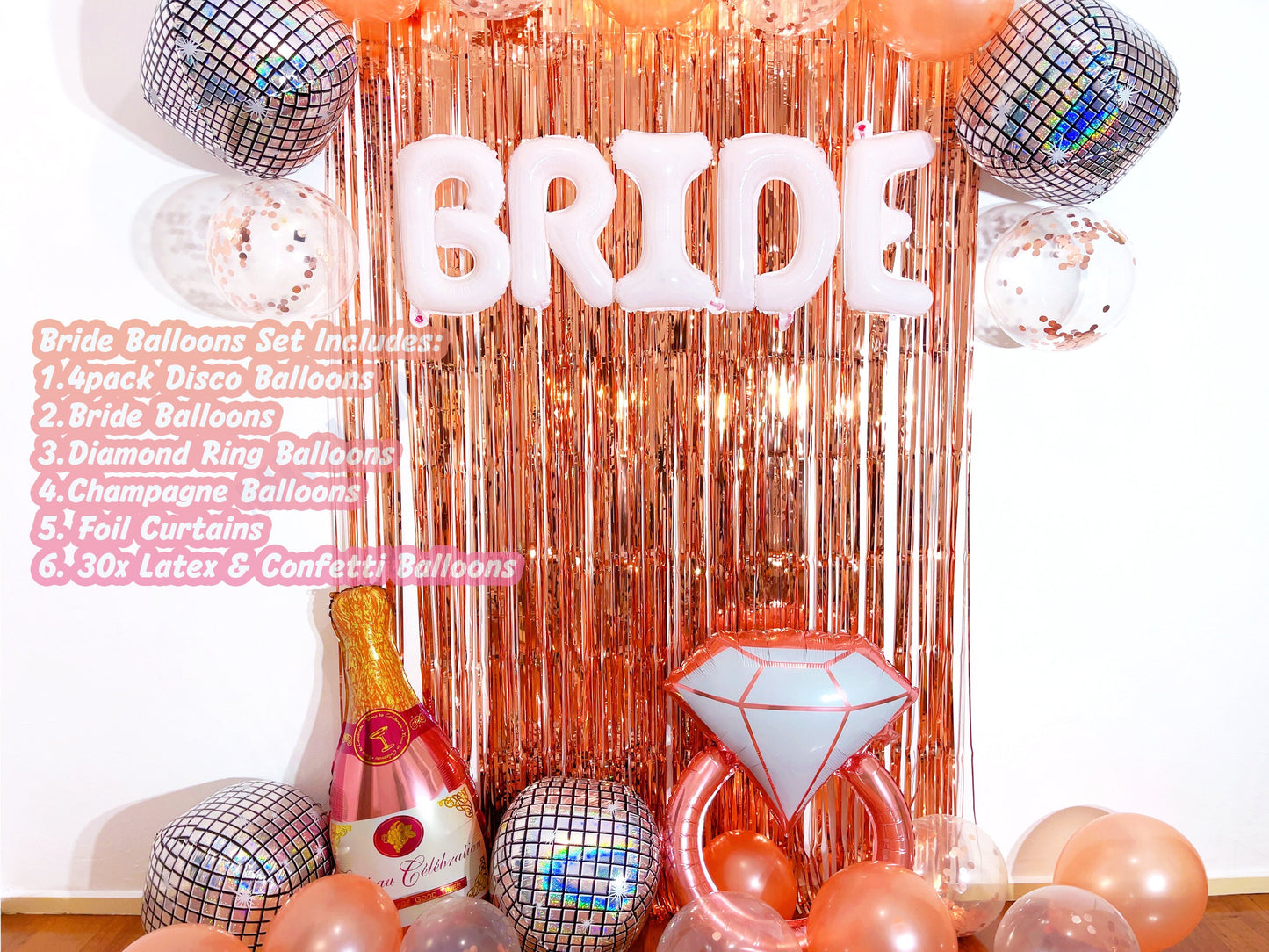 White Bride To Be & Rose Gold Balloons Set | Hens Party Decoration, Bachelorette Party, Bridal Shower Decor Photo Backdrop