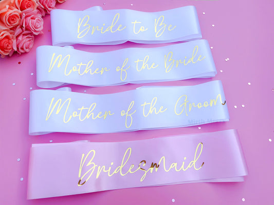 Bride to Be Sash| Hen Party Sash | Sash for Bride - Gold Foil | Mother of the Bride sash | Bachelorette Favors | Team Bride, Bridesmaid sash