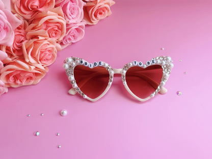 Custom Bride Sunglasses , Encrusted Pearl + Rhinestone Sunglasses | Bachelorette Party Decoration, Hen Party Gifts, Bridal Shower Supplies