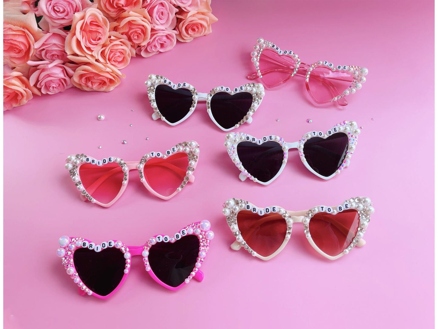 Custom Bride Sunglasses , Encrusted Pearl + Rhinestone Sunglasses | Bachelorette Party Decoration, Hen Party Gifts, Bridal Shower Supplies