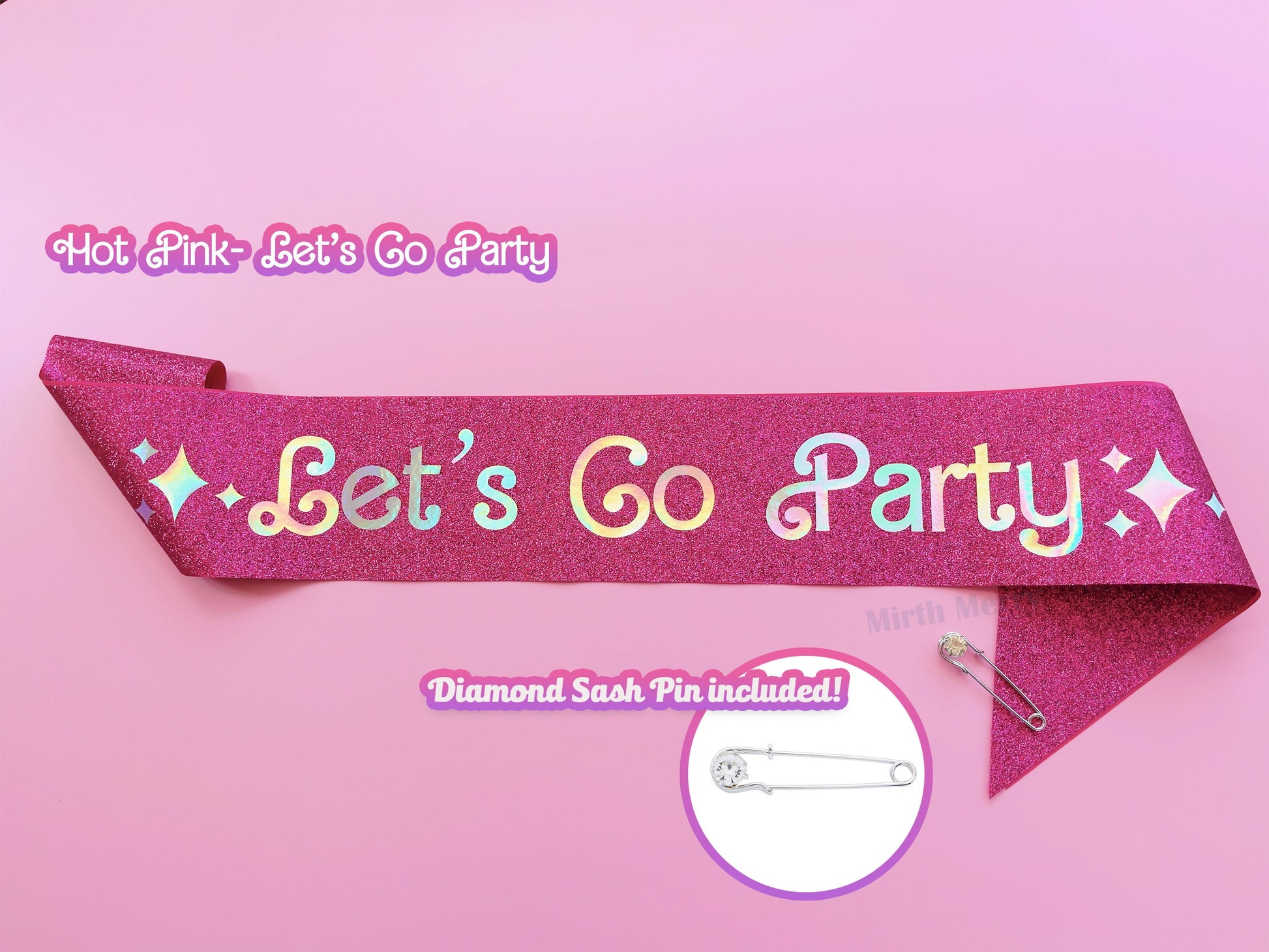 Bride to Be Sash| Lets Go Party Sash | Iridescent Foil Glitter Sash | Hen Party Sash | Pink Sash | Bachelorette Favors | Retro Sash