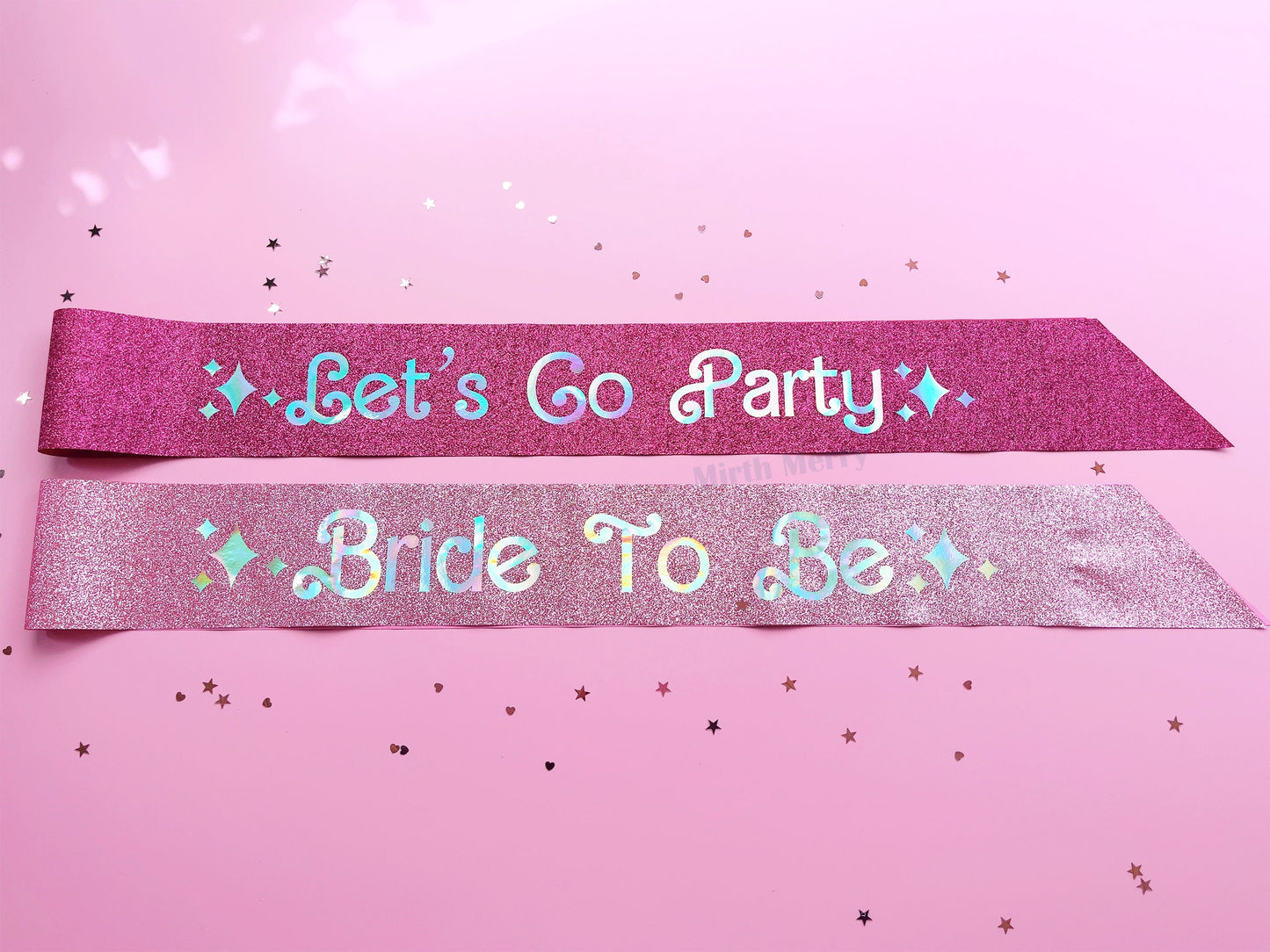 Bride to Be Sash| Lets Go Party Sash | Iridescent Foil Glitter Sash | Hen Party Sash | Pink Sash | Bachelorette Favors | Retro Sash