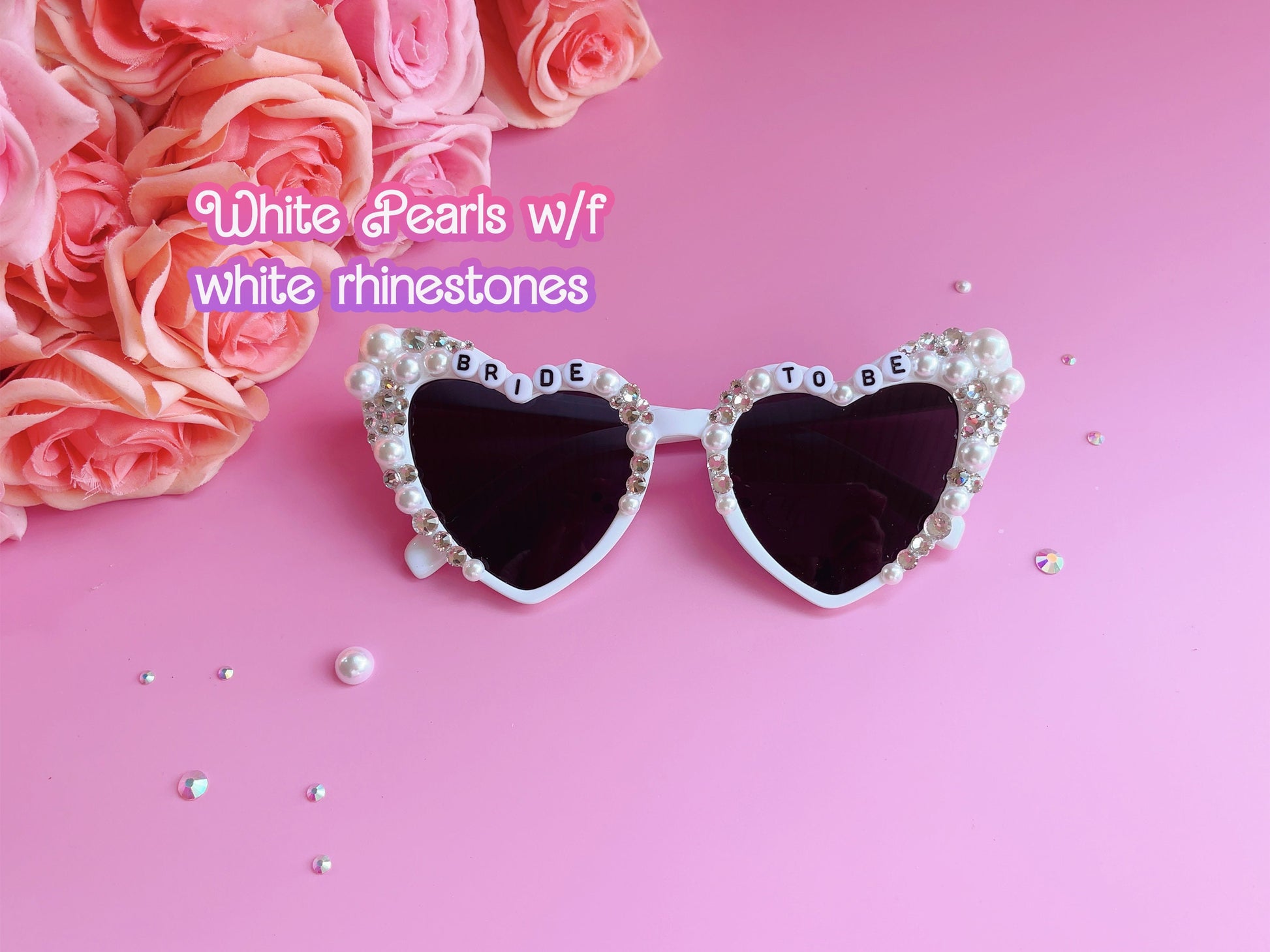 Custom Bride Sunglasses , Encrusted Pearl + Rhinestone Sunglasses | Bachelorette Party Decoration, Hen Party Gifts, Bridal Shower Supplies